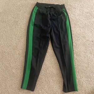 Zara Basic Black Pants with Green Accent